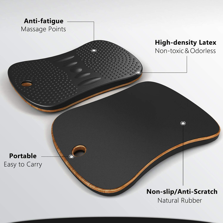 Anti Fatigue Wobble Balance Board Mat with Massage Points for Standing Desk-Black